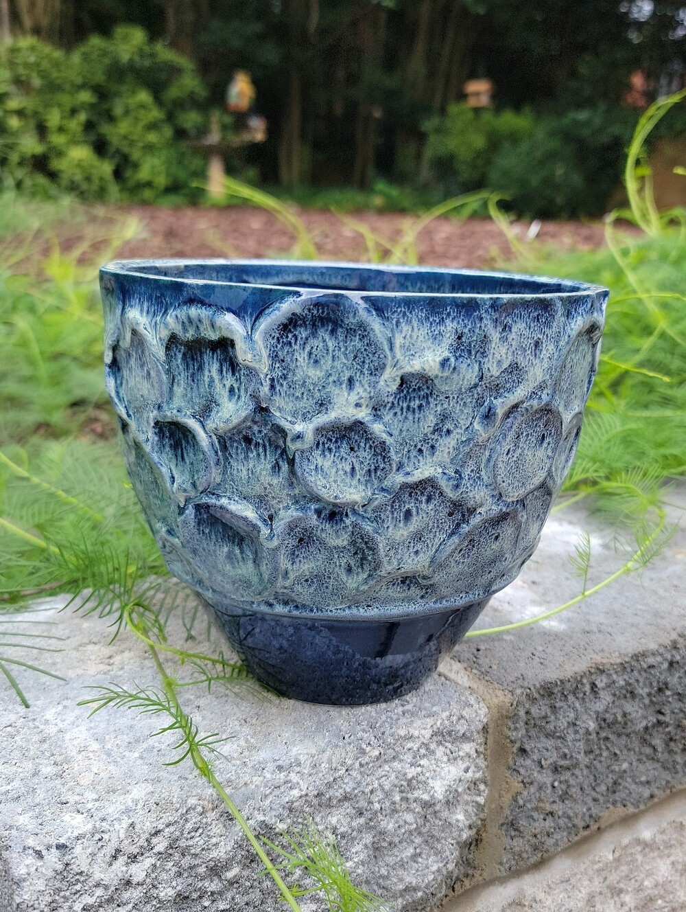 Faiancas Ramos FR Portugal Blue Glazed Planter textured